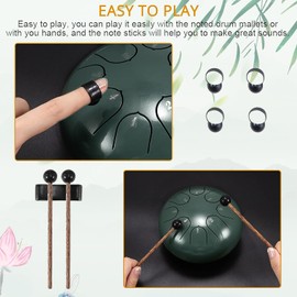 Steel Tongue Drum, SUNJULY 6 Inch 8 Tune Hand Pan Drum Tank Drum With Drumsticks Carrying Bag Percussion Instruments, Tonic Sticker and Travel Bag