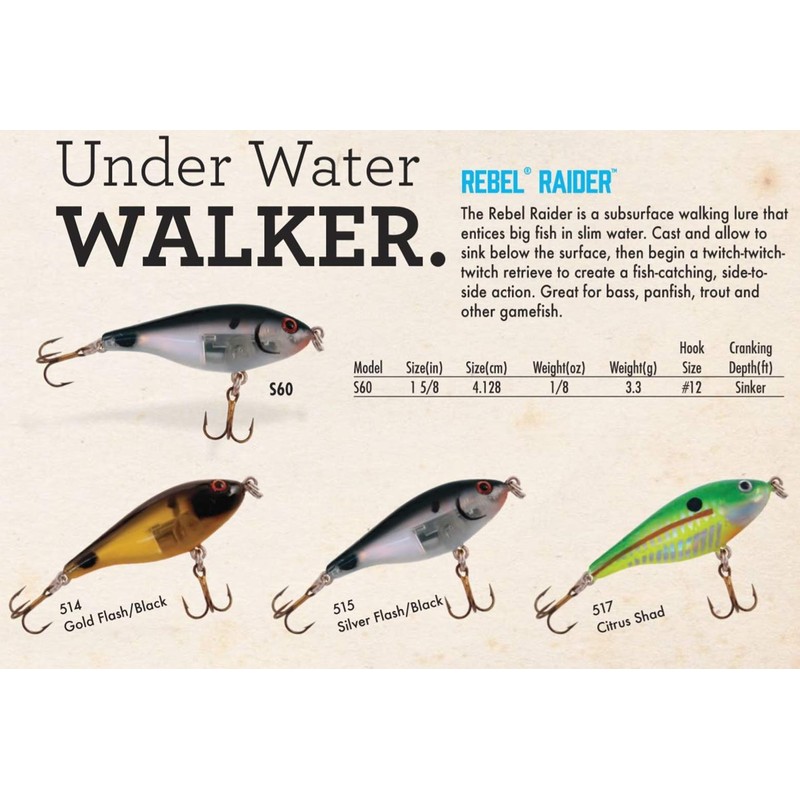 Rebel Lures S60517 Raider - Citrus Shad, 1 5/8", 1/8