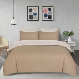 Home In Style 4U Microfiber Reversible Single Duvet cover Set-Bedding Quilt Cover Set with Pillow cases (Beige/Cream)