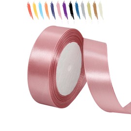 Dusky Pink 25 mm Satin Ribbon 23 Metres, Polyester Ribbon, Beautify Your Crafts and Celebrations, Ideal for Gift Wrapping, Decorations, Wedding Car Ribbon, Ribbons for Crafts