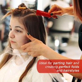 Allegro Combs XL Pintail Rat Tail Combs Parting Combs Metal Tail Foiling Combs Pin Combs Stitch Braids Combs2 Pc. (Red)