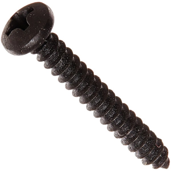 Small Parts 1020APPB Steel Sheet Metal Screw, Black Oxide Finish, Pan Head, Phillips Drive, Type A, #10-12 Thread Size, 1-1/4" Length (Pack of 100)