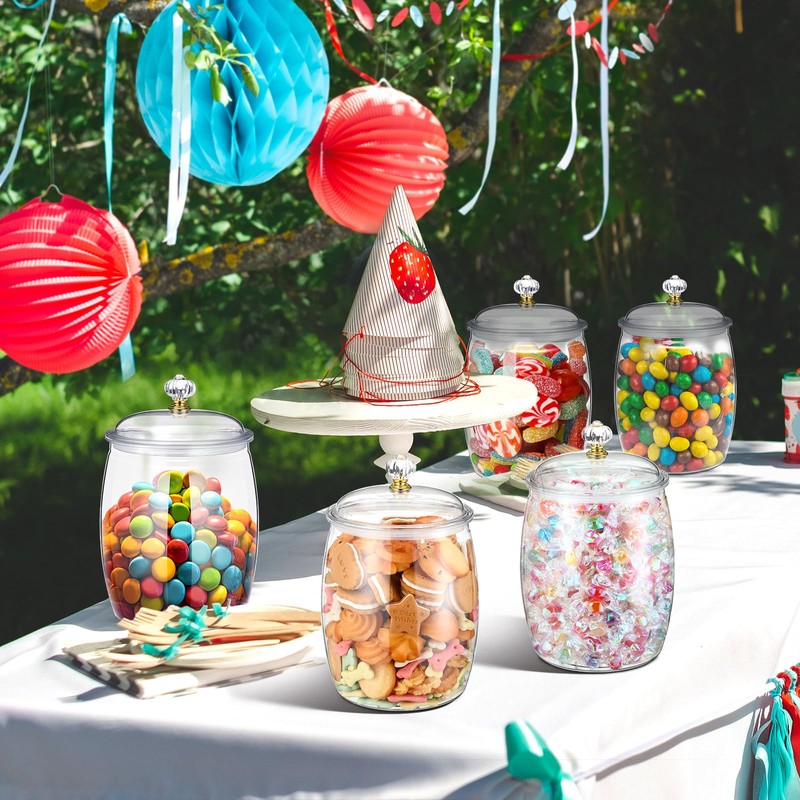 Nuogo 6 Pcs 64 oz Candy and Cookie Jar Plastic