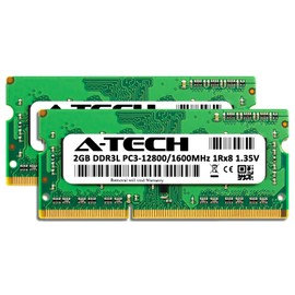 A-Tech 4GB (2 x 2GB) DDR3/DDR3L 1600MHz PC3-12800 Laptop RAM SODIMM Kit | 1Rx8 1.35V Non-ECC Unbuffered 204-Pin Memory Upgrade Modules