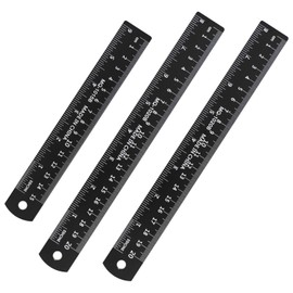 2PCS 6 Inch & 1PCS 8 Inch Aluminum Straightedge Ruler with Double-Sided Markings, Rustproof Metal Ruler for School, Office, Engineering and Drafting