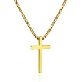 M MOOHAM Gold Cross Necklace for Men Women - Gold Cross Pendant Gold Cross Chain 18 Inch Gold Jewelry Gifts, Dainty 14k Gold Plated Cross Necklaces for Women Trendy, Christian Religious Gifts