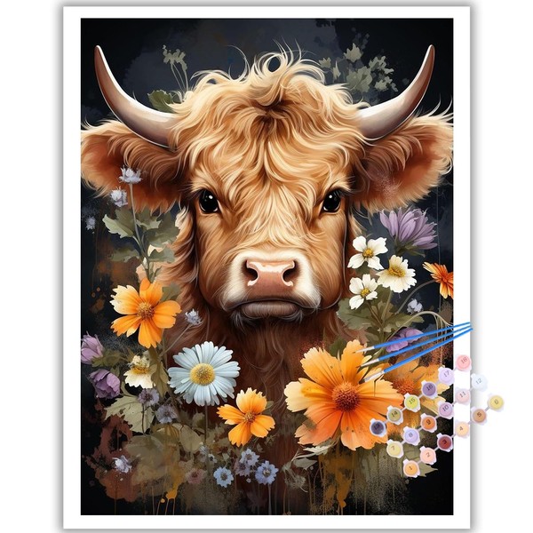 Cow Paint by Numbers for Adults, Cow Painting by Numbers,