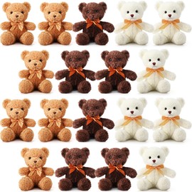 Lenwen 18 Pcs Bear Stuffed Animals Bulk 12 Inch Soft Plush Bears Doll Small Stuffed Bear Toy with Bows for Boy Girl Baby Shower Christmas Birthday Decor Gift Party Favors (White)