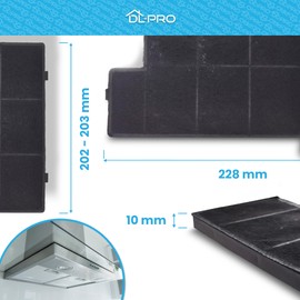 2 x DL-pro Activated Carbon Filter 228 x 202 mm for Amica KF17141 KF 17141 Filter for Cooker Hood Extractor Hood
