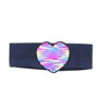 Girls Cotton Headband Headwrap with Rainbow Sequin Heart - Navy