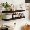 BAMEOS Solid Bamboo Floating Shelves, Set of 2 with Invisible