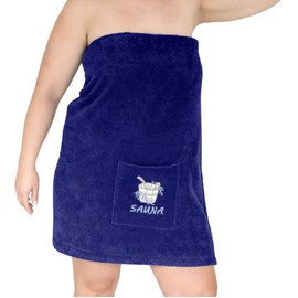 Lashuma Women's Sauna Kilt Blue - Navy Plus Size L - XXL, Soft Sauna Towel Lady with Velcro Fastening