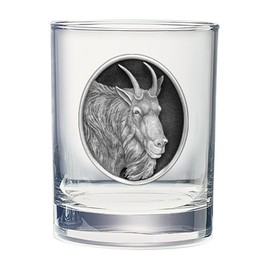 Heritage Pewter Mountain Goats Double Old Fashion | Double Rocks Glass 14 OZ for Liquor | Expertly Crafted Pewter Glass