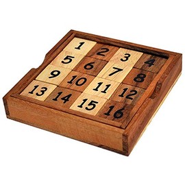 No Fleiss, No Work, No Price, Puzzle Wood Slide 15 Sliding Game Made of Wood with Numbers, Patience Game, Puzzle Game, Educational Game, Calculation Game
