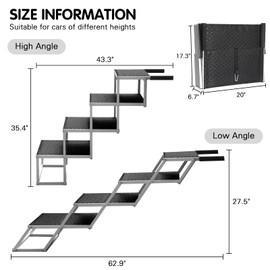 DGSL Dog Ramp for Car, Extra Wide 4 Steps Stairs for Truck, Folding Steps for Dogs with Non-Slip Surface, Pet Loader Dog for Large Dog, SUV, Side Door and Bed (Green, 16.9In-4 Steps)