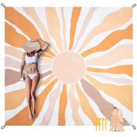 Waterproof Sandproof Beach Blanket, 78" x 86" Large Beach Mat for 2-4 Adults, Lightweight Polyester Outdoor Picnic Blanket for Travel, Camping, Hiking, Beach Essentials for Vacation