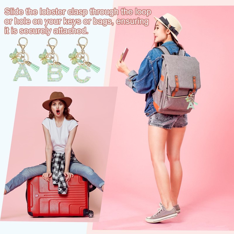 PATIKIL Alphabet Initial Letter Keychain, Resin Cute Keychains with Tassel