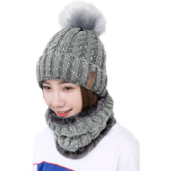 Generic Women's Winter Hat Scarf Set, Warm Soft Inner Lining