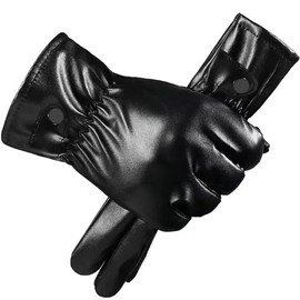 Winter Gloves Men Women Windproof Warm Thick Leather Thermal Mittens Touchscreen - soft leather - Fashion Dress Gloves - Lined Driving Dress Gloves