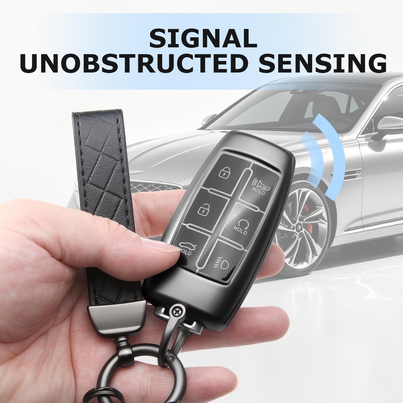 CHENZLIN for Genesis Key Fob Cover 6-Button TPU Case Keychain