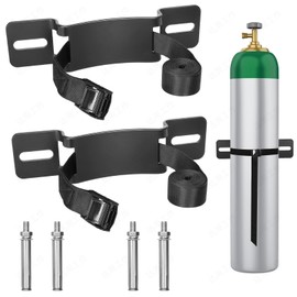 Zhichen star 2PCS Propane Tank Holder，Propane Tank Mount，Steel Fabrication Nitrogen Tank Holder with Screws and Safety Chain Supported 4"-12" Suitable for Conversion of Various Gas cylinders （Black）
