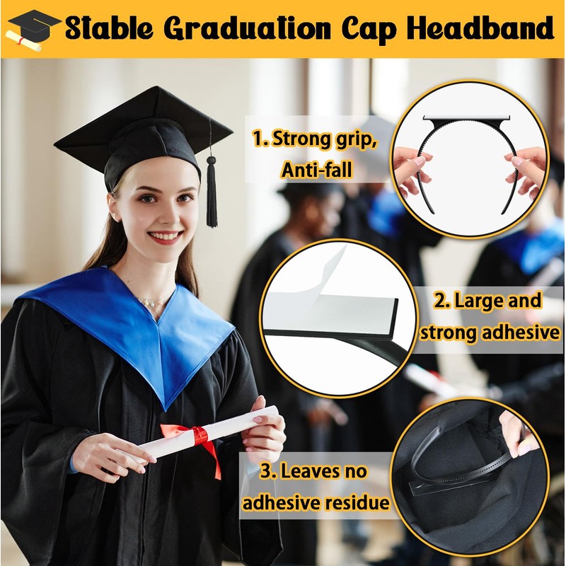eboozone Graduation Cap Headband Insert - Secures Grad Hat &