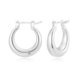 EPIRORA Silver Hoop Earrings for Women,Hypoallergenic Chunky Hoop Earrings 18K Gold Plated Lightweight White Gold Hoop Earrings Birthday Gifts Silver Jewellery for Women Girls 18mm