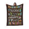 Reading is My Happy Place Blanket - Cozy Bookshelf Throw