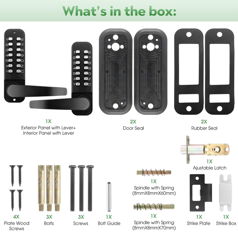 ANNFUZ Mechanical Keyless Entry Door Lock with Keypad,Double-Sided Keypad Lock