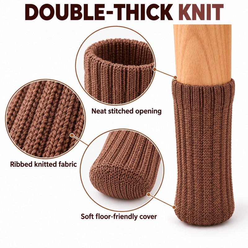 16 Pack Black Chair Leg Socks – Double Thick Knitted