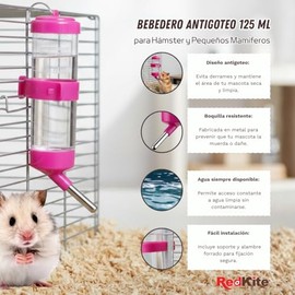 RedKite Bebedero Antigoteo para Pequeños Roedores Tamaño Mediano con Capacidad de 125 ML                                                              
