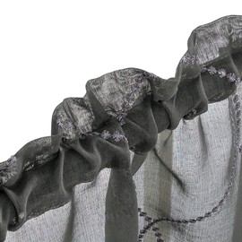 Vangao Kitchen Curtains and Valances Set Grey Kitchen Curtains 3 Piece Set 36 Inch Length Embroidered Moroccan Trellis Pattern Light Diffusing Sheer Kitchen Curtains Valances for Kitchen Bathroom Gray