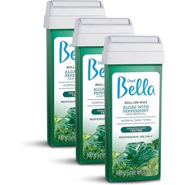 Depil Bella Roll On Wax Algae with Peppermint Depilatory | Body Waxing, Hair Removal Wax-Cartridge | For Men and Women | Home Self Waxing | Sensitive Skin | Dermatologically Tested | Painless (3 PACK)