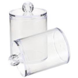 Ciieeo 2pcs Acrylic Cotton Swab and Pad Storage Box Transparent Organizer Lid for Makeup and Bathroom Essentials Compact Design for Neat and Visible Cotton Storage