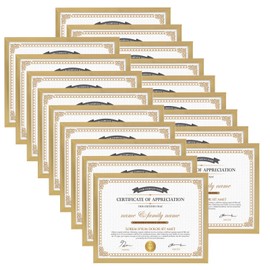 Hoikwo 18 Packs 8.5x11 Gold Multi Plastic Picture Frames Set with Plastic Cover, Certificate Frames for Document Diploma Award, Light Weight Bulk 8.5 by 11 Frames Pack for Wall Hanging and Table
