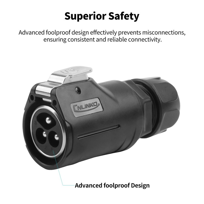 CNLINKO LP-28 3-Pin Waterproof Connector Screw Lock Circular Connector, IP68