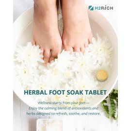 Hydrogen Foot Soak Effervescent Tablets 3 Pack | Ginger & Mugwort Herb Foot Bath, Relaxing Spa Pedicure Care | Improves Circulation, Soothes Tired Feet, Softens Calluses, Controls Odor