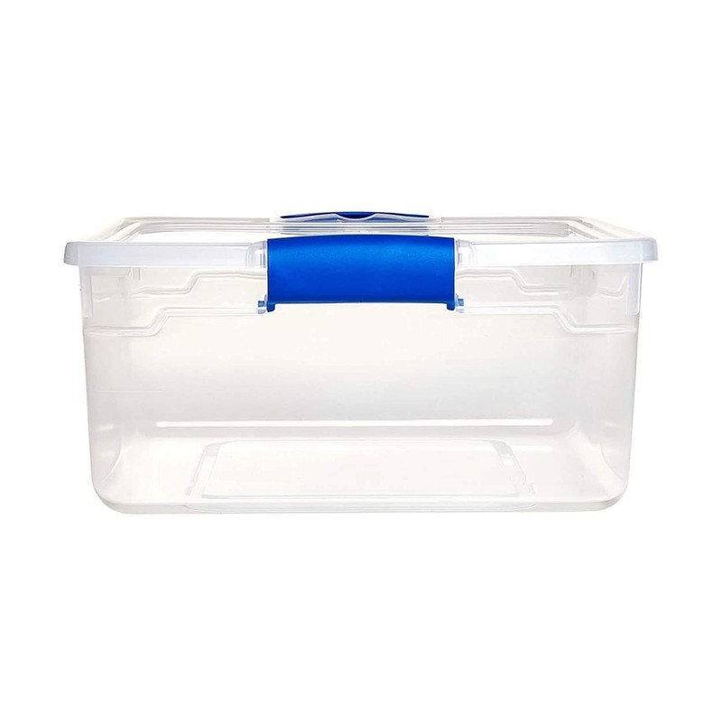 HOMZ Secure Latch, Clear Plastic Storage Organizer Bins, 15.5 Quart,