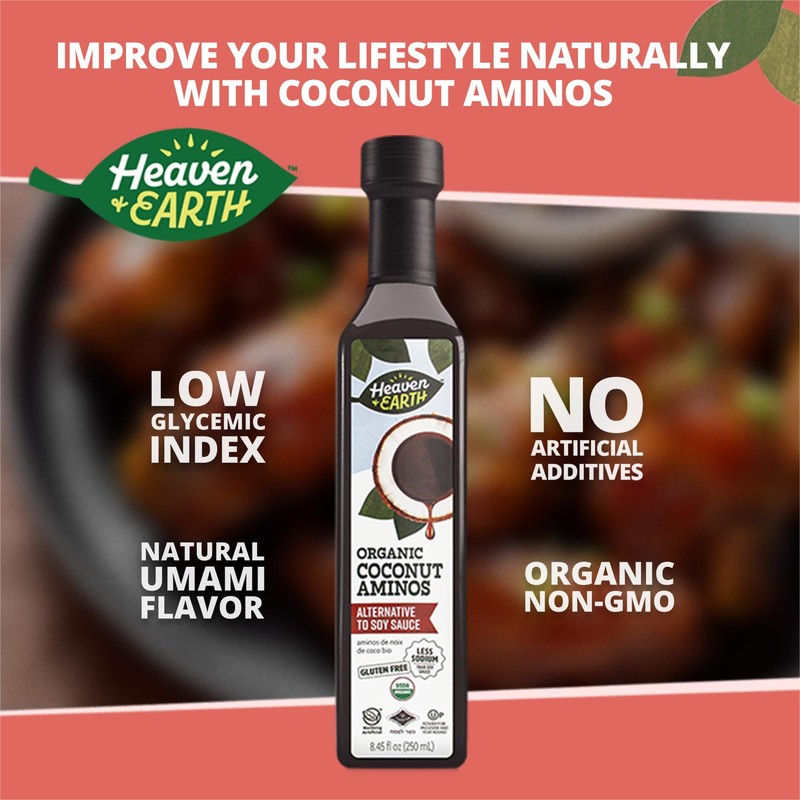 Heaven & Earth Organic Coconut Aminos, 8.4 oz (2 Pack)