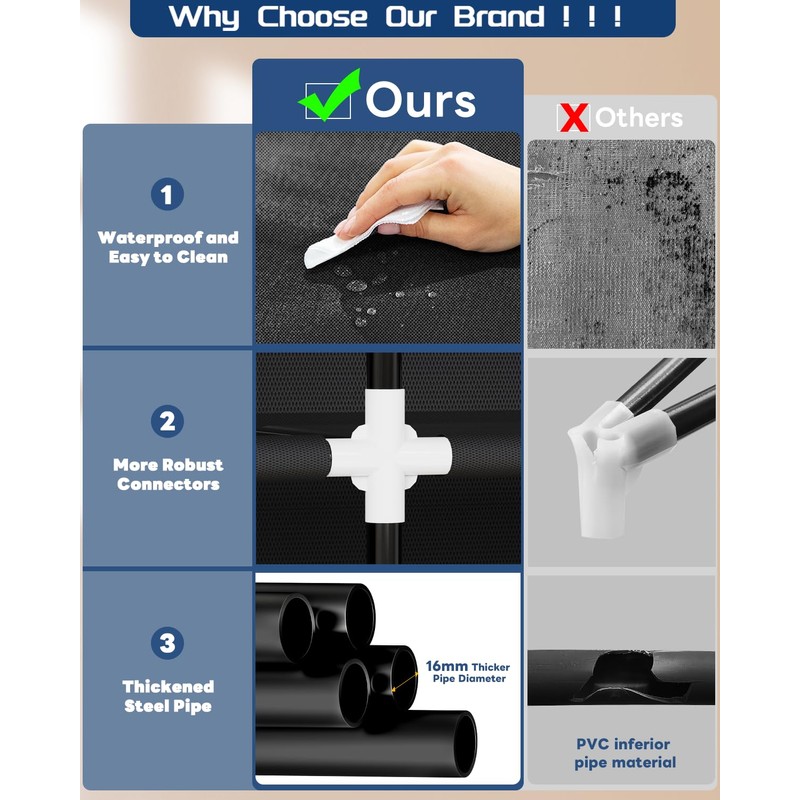 Mavivegue Clothes Organizer with 4 Hanging Rods, Portable Closet Wardrobe,