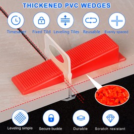 Tile Leveling System Wedges, Reusable Leveling Wedges for Tile， Tile Wedges 1/16 Inch, 1/8 Inch,1/32 Inch,Spacers for Many Models 1000 Pcs Red Wedges