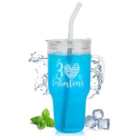 30th Birthday Gifts for Her, Fabulous 30 Year Old Birthday Gifts for Women, Unique 1984 Happy Birthday Gifts For Best Friends Female Wife Daughter Sister Girlfriend Coworker - Large 33oz Glass Tumbler