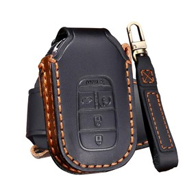 ATFIGII Key Fob Cover Compatible With Honda Accord Civic HR-V CR-V Pilot Sport SI EX-L EX Touring 2025 2024 2023 2022 Key Holder Leather Key Protector Handmade Keychain 5 Buttons Black