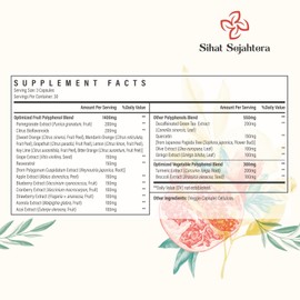 Sihat Sejahtera 67,500 MG Polyphenols Supplement - Powerful Antioxidants & Polyphenol for Age Defense, Polyphenol Superfood, Quercetin, Resveratrol, Green Tea, Plant-Based & Energy, Immune Support, 270 Capsules