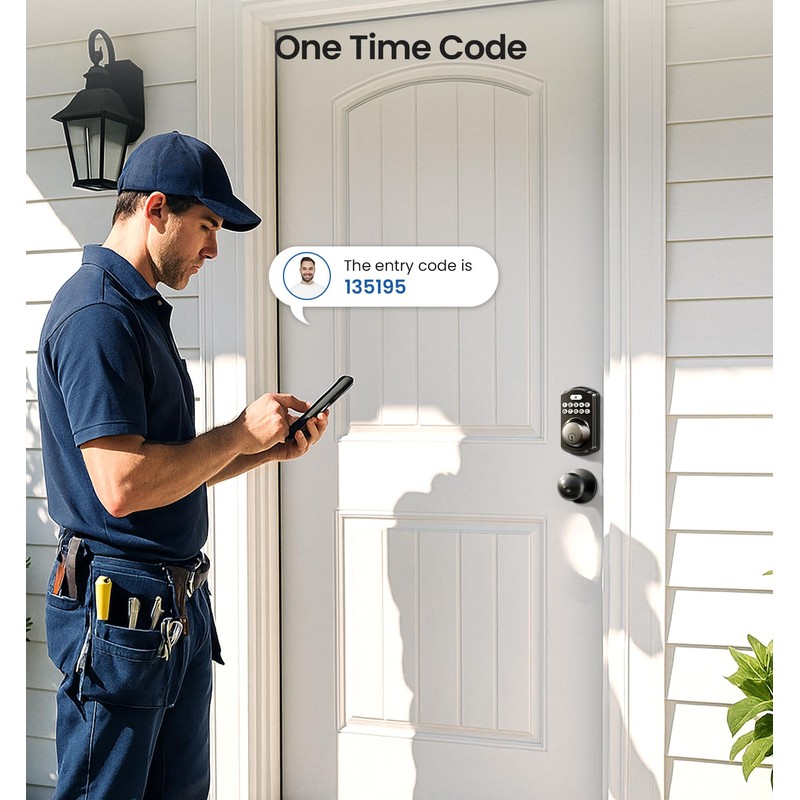 Veise Keyless Entry Door Lock with 2 Knobs, Electronic Backlit