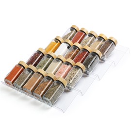Suneerplay Spice Drawer Organizer 4 Tier, Acrylic Seasoning Organizer Rack, Clear Spice Rack Tray, Kitchen Seasoning Jars Drawers Insert (Jars Not Included/ Expandable From 9" to 18") | Suneerplay