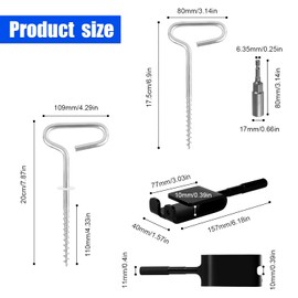 PEUTIER 10pcs Ice Anchor Drill Adapter Kit, Ice Anchor Ice Fishing Equipment Auger Ice Fishing Anchor Adapter Ice Fishing Tool Equipment Kit for Setting Up Ice Fishing Shelter Accessories Tent