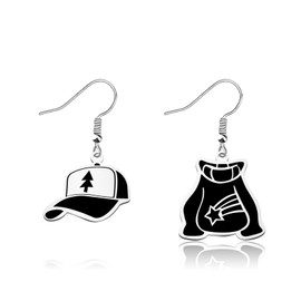WSNANG Mabel and Dipper's Hat Pendant Earrings Mystery Twins Combo Earrings Gravity Falls Inspired Jewelry Gift (CA Dipper's Hat ER)