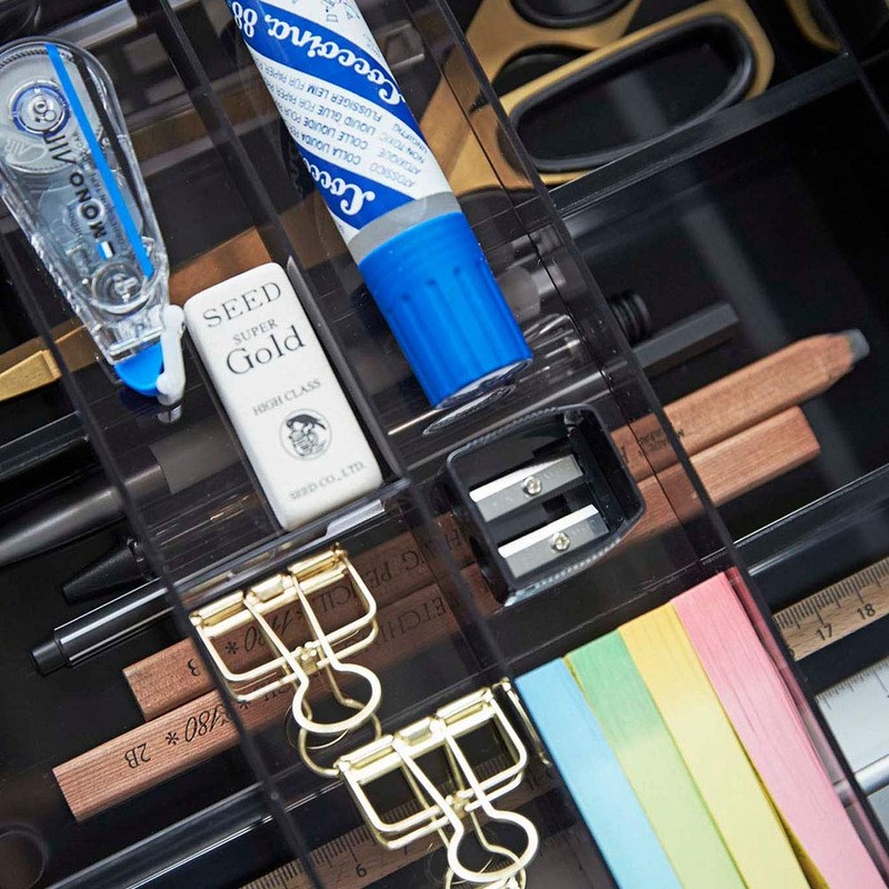 山崎実業(Yamazaki) 伸縮 & スライド デスクトレー ブラック 約W25×D24.6~45×H5.7cm タワー tower 引き出し