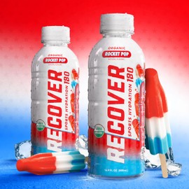 RECOVER 180 Organic Sports Hydration Drink, No Sugar Added, 15 Calorie Sports Beverage, Organic Flavors With Vitamins, Potassium-Packed Electrolytes (16.9 Fl Oz (Pack of 12), Rocket Pop)